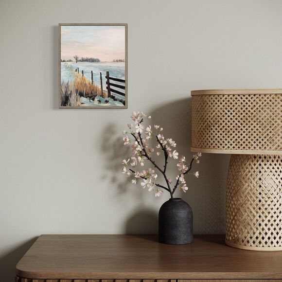 Original Oil Painting Landscape Winter Snow Rural Country Sunset Art 8x10 Signed - Picture 4 of 7